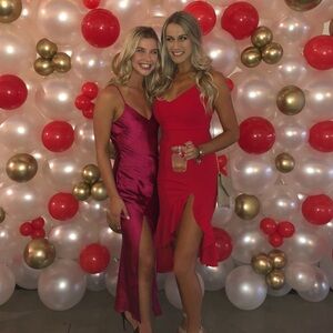 Red midi dress with side slit